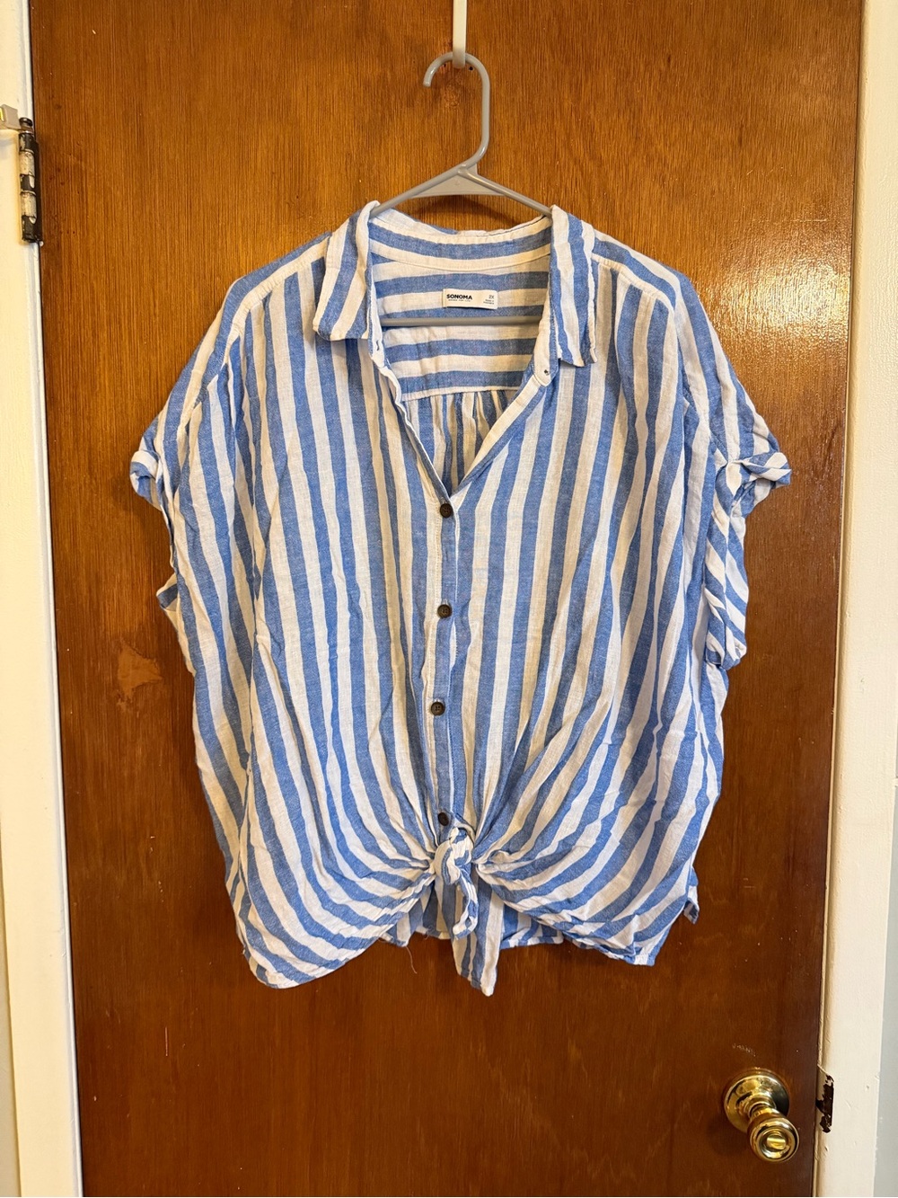 Sonoma Blue and White Striped Top